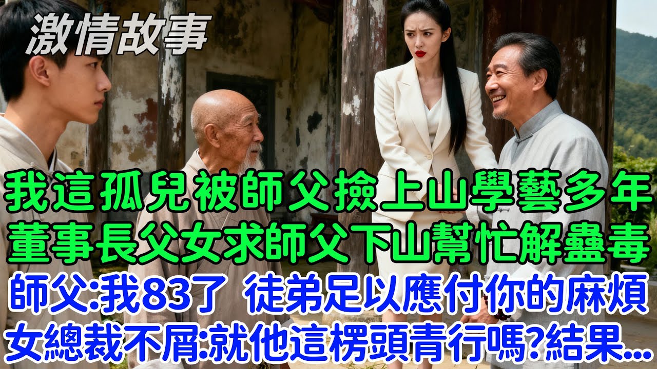我這個孤兒被師父撿上山學藝多年，如今來了一對董事長父女求師父下山幫忙解蠱毒，師父：我83了，我徒弟足以應付你們的麻煩，女總裁不屑：就他這楞頭青行嗎？結果沒多久，她拉著我幫忙！