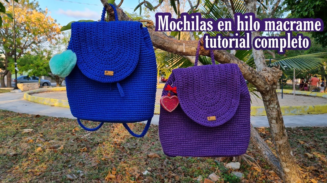 Mochila a crochet en hilo macrame | Aprende a tejer una mochila | Macrame backpack