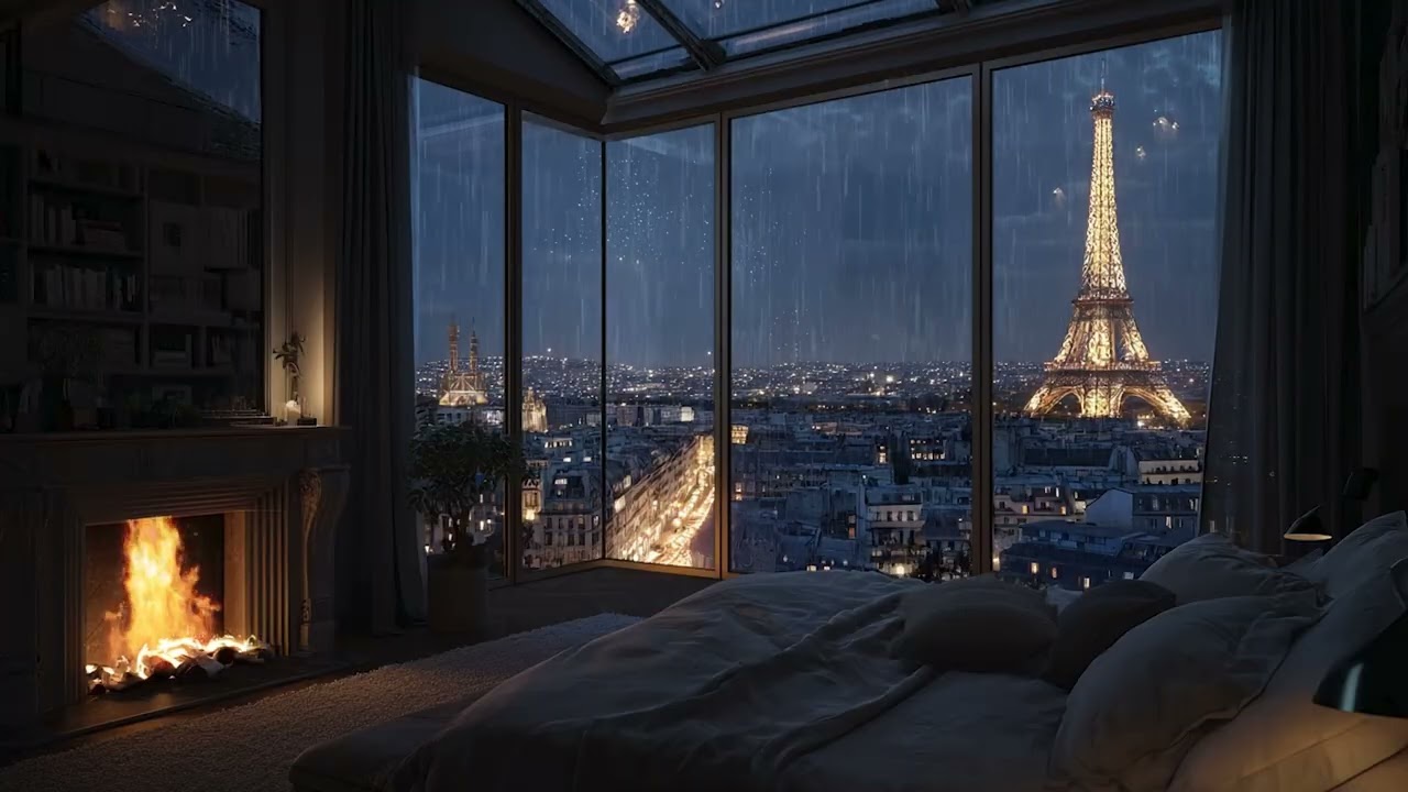 Midnight Calm by the Rainy Window | Soft Piano, Rain & Fireplace for Deep Sleep