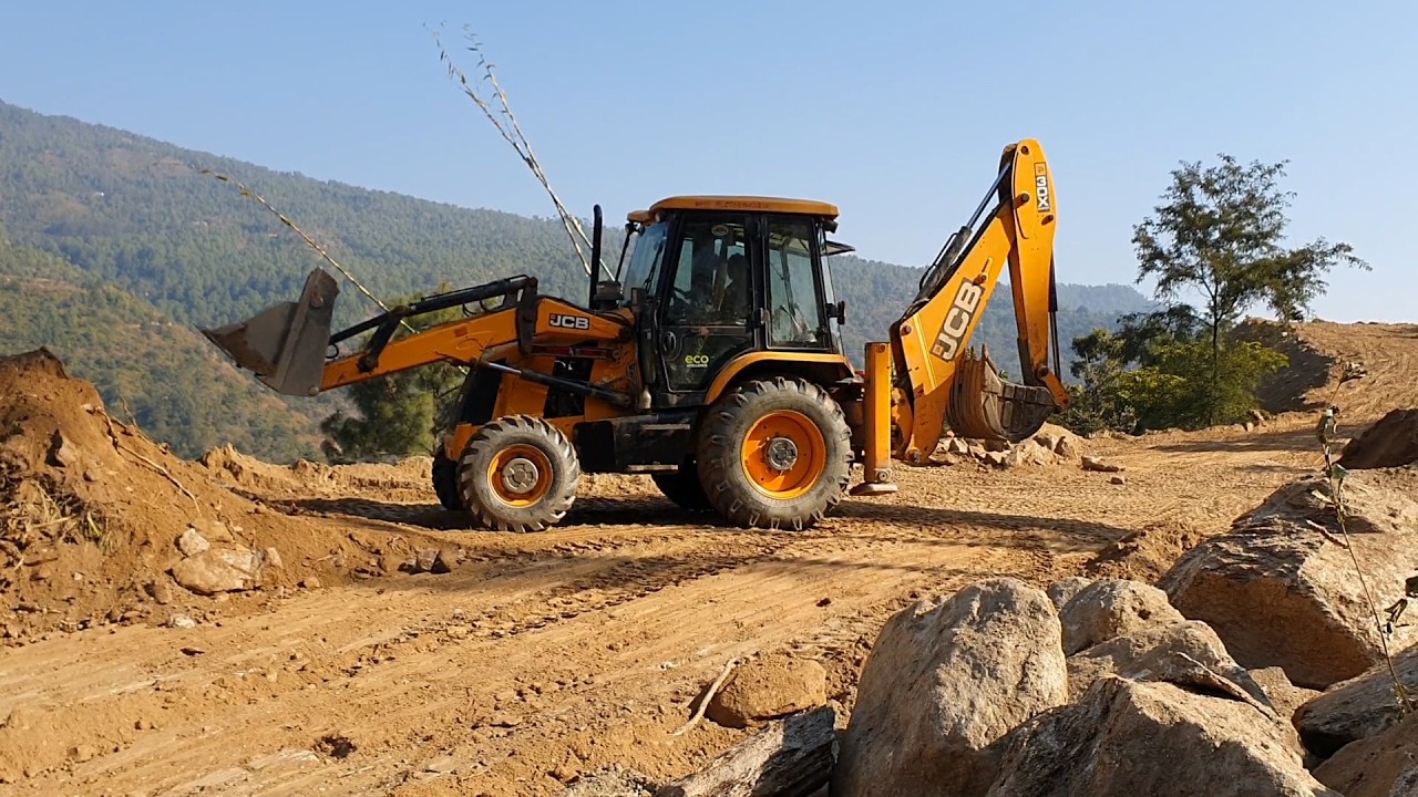 JCB Backhoe Loader - Hilly Road Construction -  JCB Cutting Hilly Road - Dozer Video 13