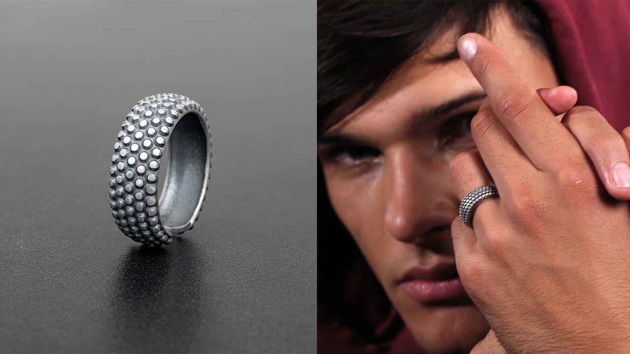 Rugged 925 silver band ring for men, rock punk jewelry | Emmanuela®