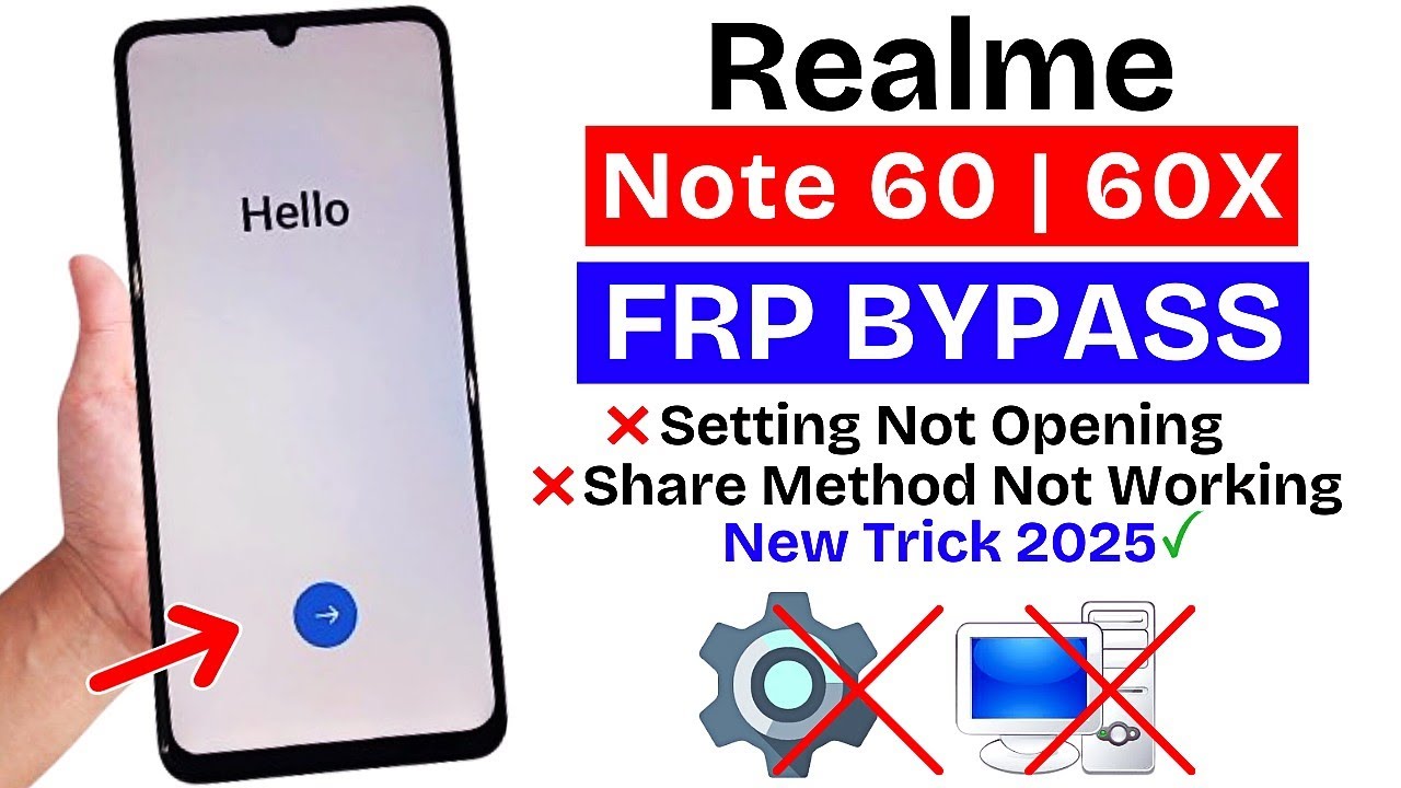 Realme Note 60 | 60x Google/Frp Bypass Android 14 Without Pc - Setting Not Opening New Method 2025