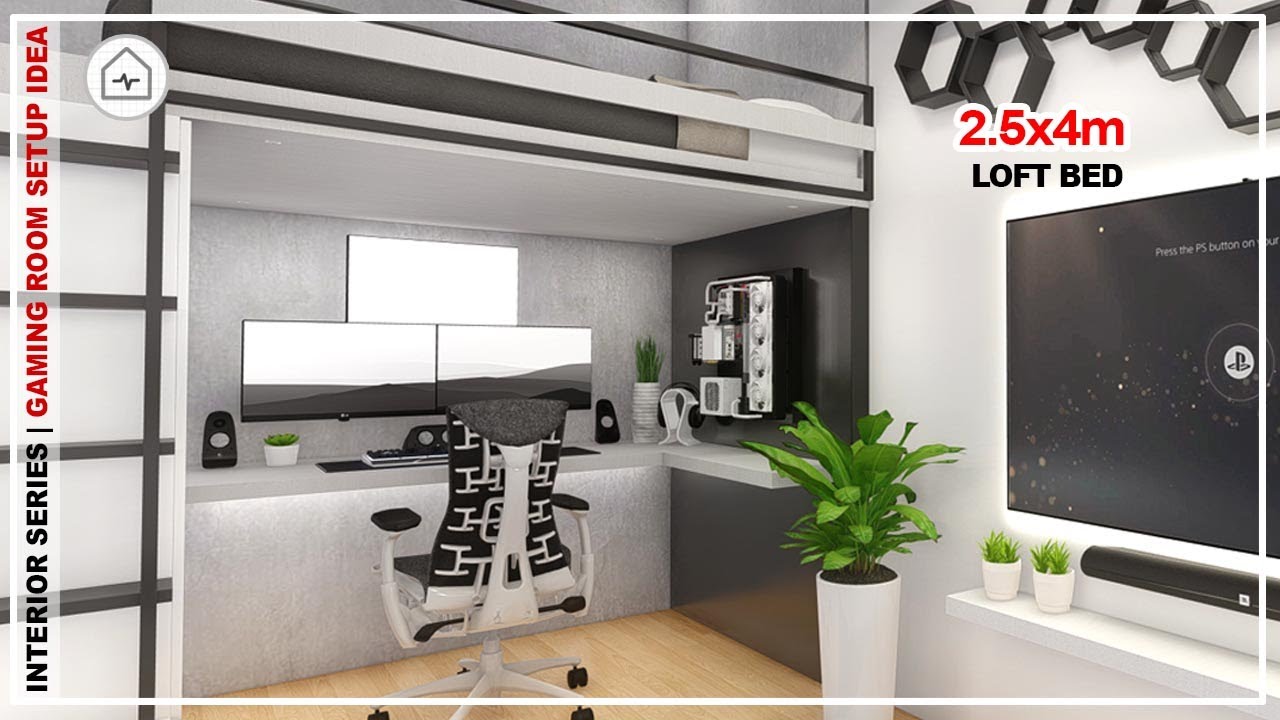 LOFT BED PC SETUP 2.5x4m - Small Bedroom Gaming or Office setup | INTERIOR SERIES EP-6 | NEKO ART