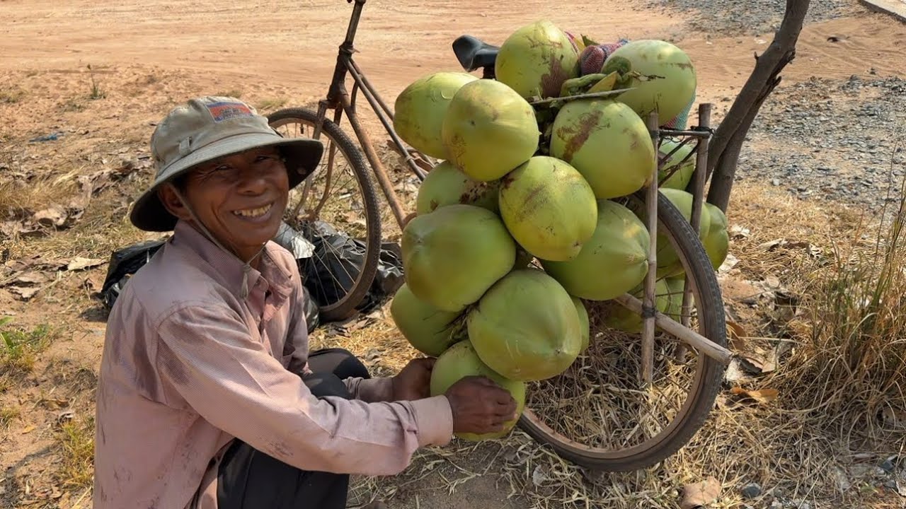 ពូលក់ដូង មួយ ២០០០ រៀល/ Organic Fruits and More on National Road #5 , Cambodia 