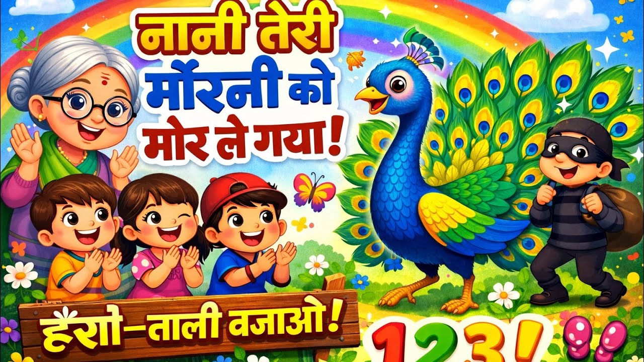 👉 नानी तेरी मोरनी को मोर ले गया 🦚 | Kids Hindi Rhyme | Action Song | 123 Action Song | Claps & Fun 