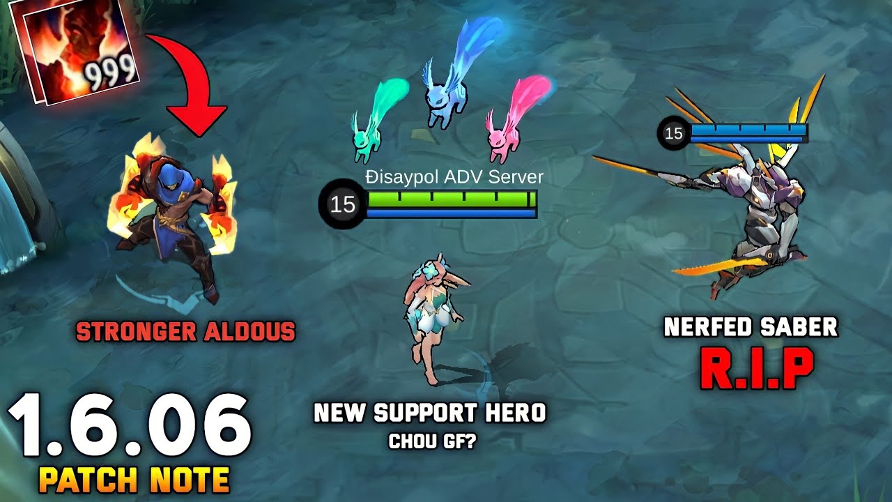 ALDOUS BUFF?? ADJUST? ULTRA SABER NERF!! + NEW UPCOMING FREE HERO CHOU's GF PATCH 1.6.06 - MLBB