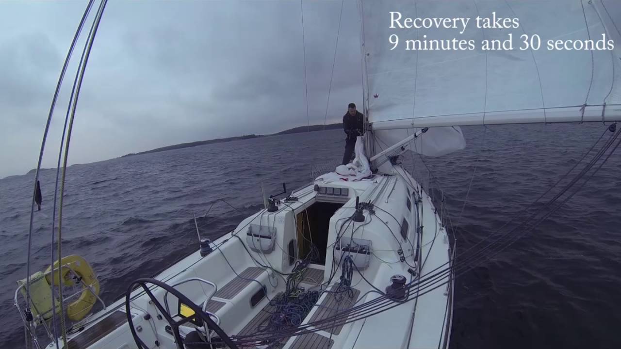 Singlehanded uncontrolled spinnaker gybe