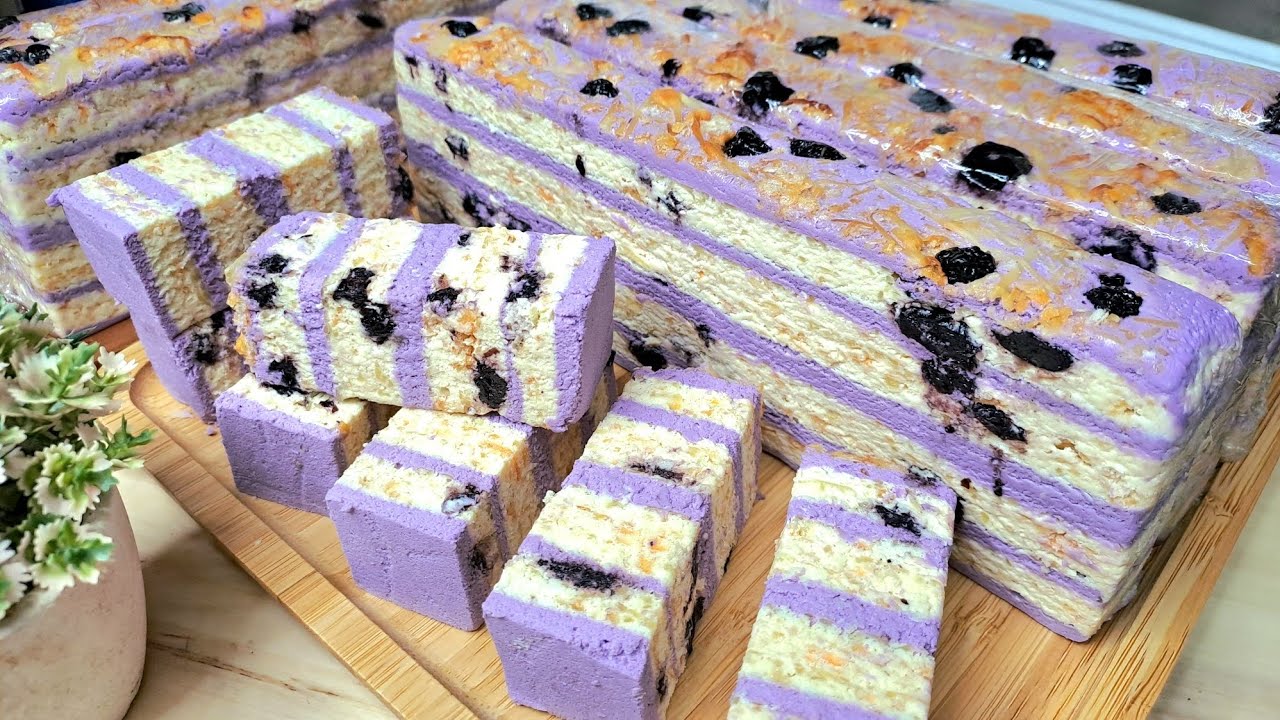 kek lapis purple sakura/ flavor blueberry,cheese,aiskrim,cair dimulut