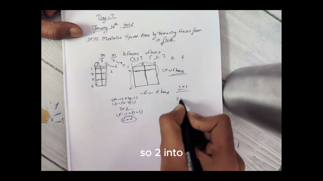 Day 7 - LeetCode - 2975. Maximize Square Area by Removing Fences From a Field