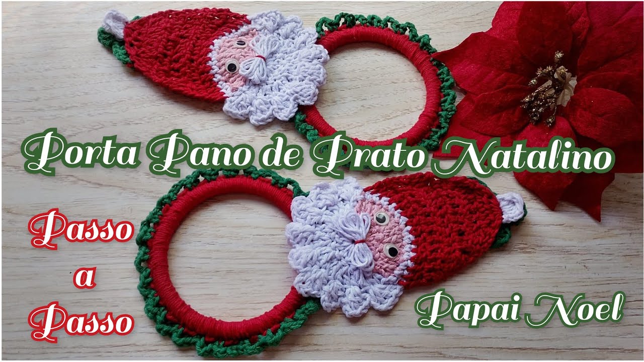 Porta pano de prato de crochê Papai Noel 🎄🎄🎄