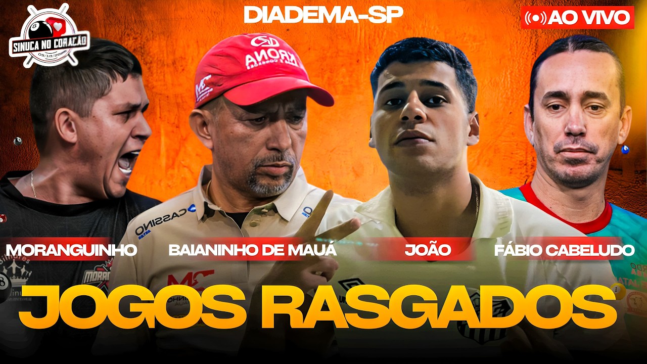 17/03 - FABIO CABELUDO X MORANGUINHO - SINUCA AO VIVO DIADEMA SP - REVANCHE AO VIVO