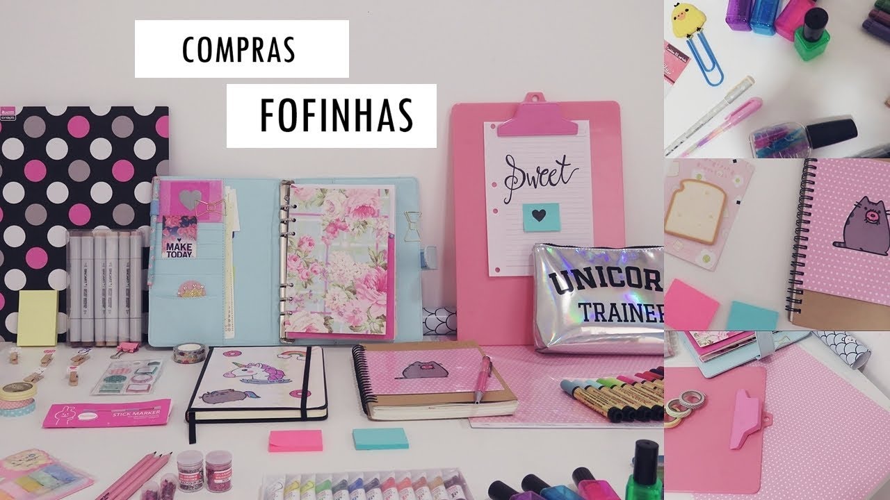 Compras de papelaria - Post its, adesivos, clips fofos e mais itens!