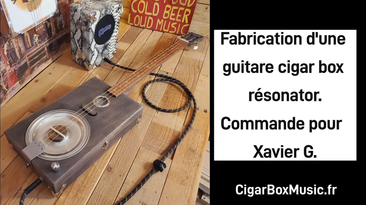 Timelapse de la fabrication d'une guitare cigar box résonator. #cigarboxguitar #guitar