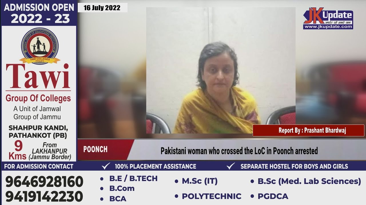 Pakistani woman who crossed the LoC in Poonch arrested