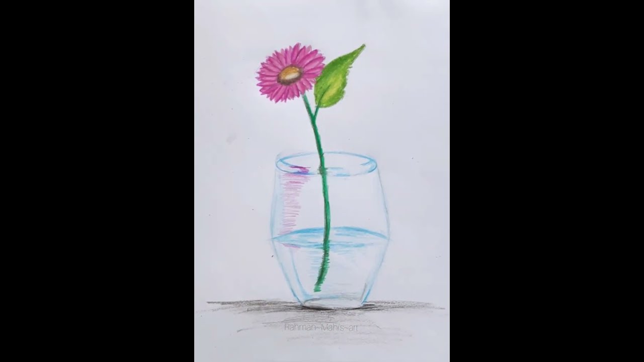 How To Paint Flower in a Vase with Oil Pastel Step By Step // Easy Drawing/ 