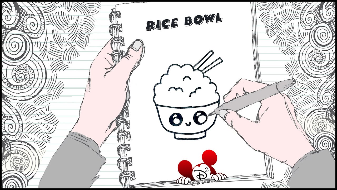 Learn How to Draw Cute Rice Bowl - Cute Drawing | Easy Drawing  | Drawing For Kids