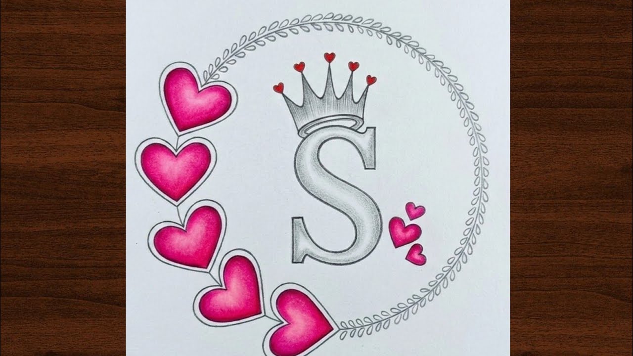S letter Beautiful 🖤 Circle Drawing Easy step by step// How to Draw S letter drawing