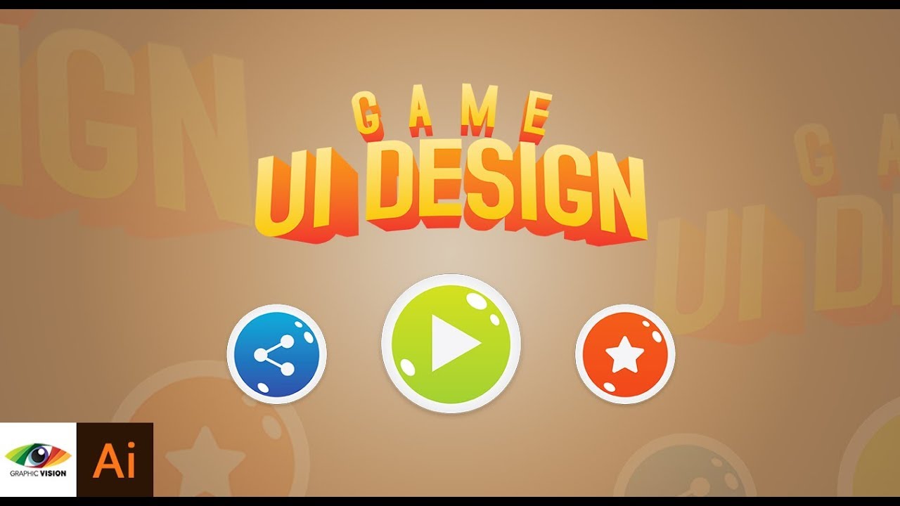 Adobe Illustrator Game UI Design Logo + buttons (Game Menu)
