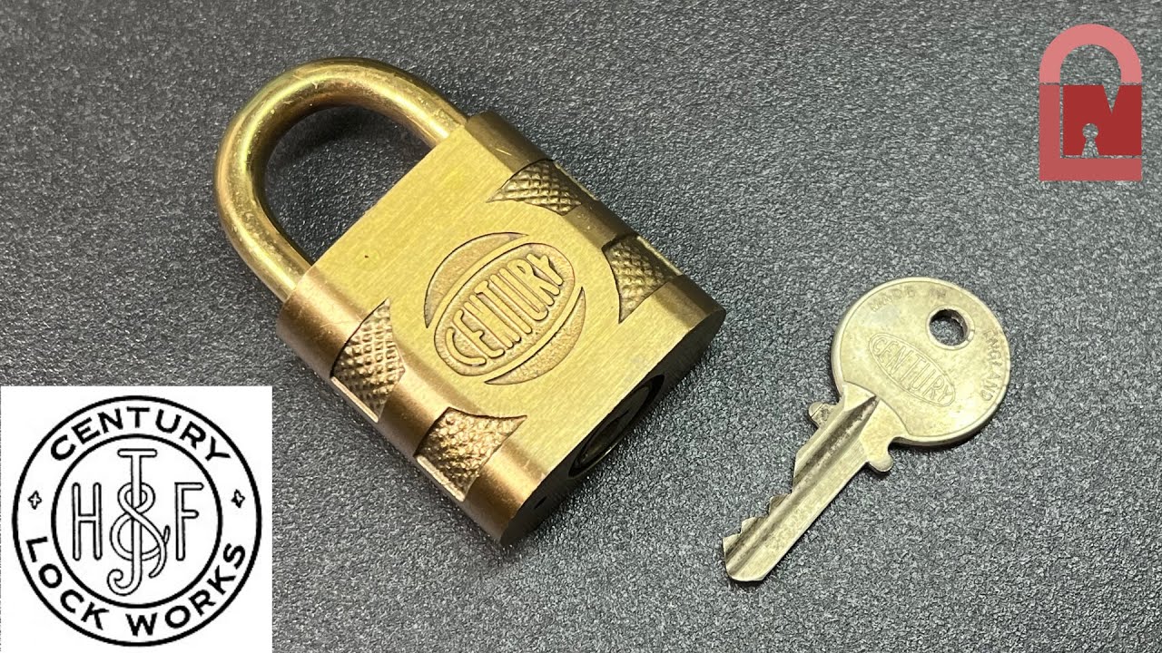 Винтажный замок H&JF Century, вскрытый отмычкой - полностью латунный замок с историей.