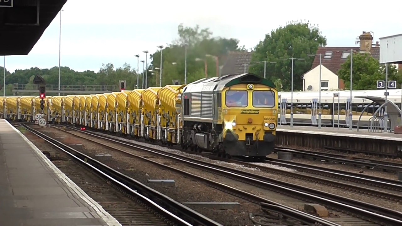 Freightliner Class 66 with High Output Ballast Cleaner HOBC at Tonbridge Railway Station - 25/06/17