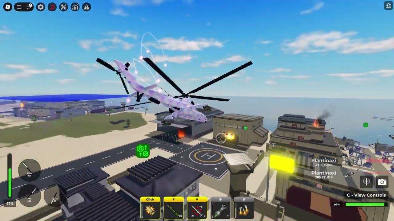 Destroying server with the Mi-24 Superhind in War Tycoon