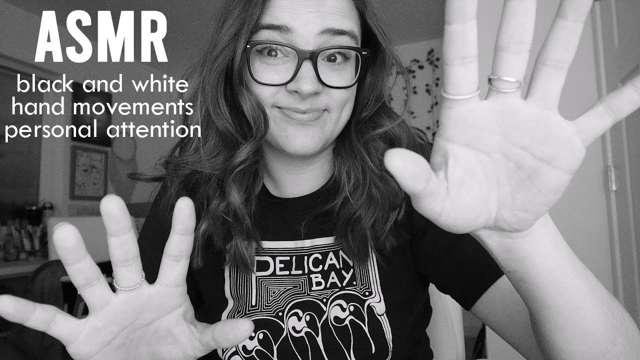 ASMR black and white hand movements with rain sounds (lots of personal attention)