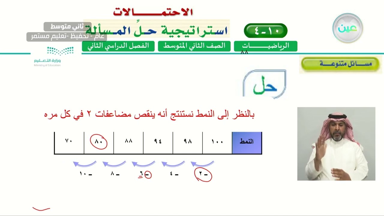 استراتيجية حل المسألة (تمثيل مسألة)(2) - الرياضيات - ثاني متوسط