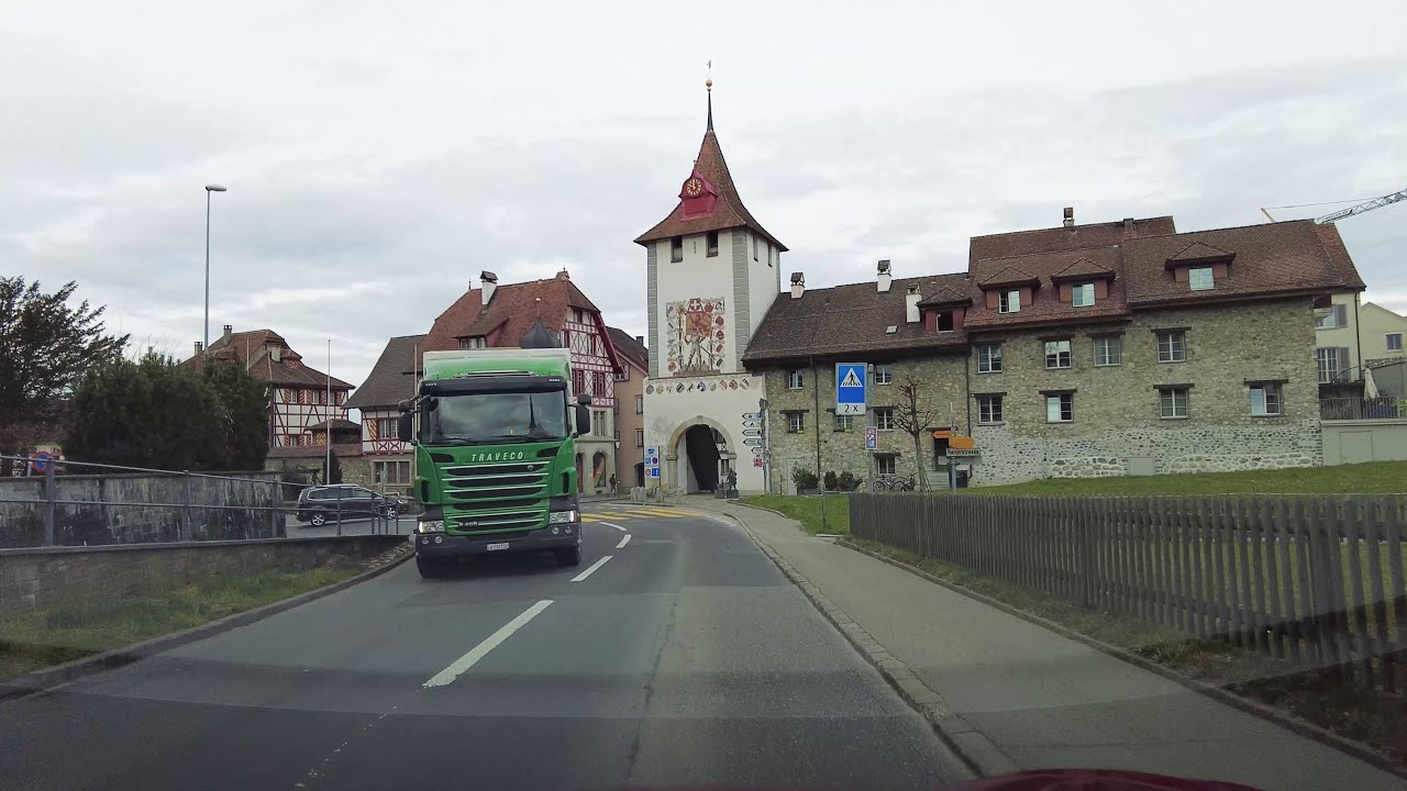 Driving around the lake of Sempach, switzerland (Sempachersee) with a Tesla Model 3 Performance