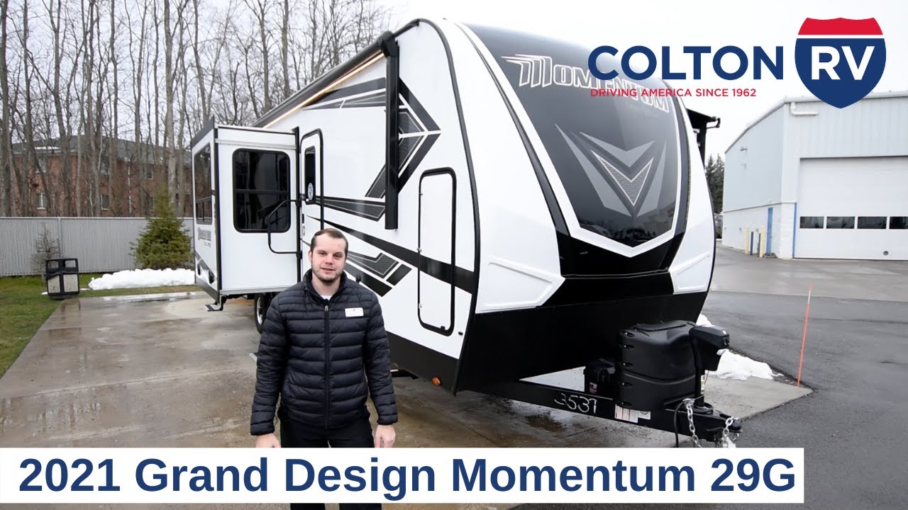 2021 Grand Design Momentum 29G Toy Hauler Travel Trailer Walkthrough Review