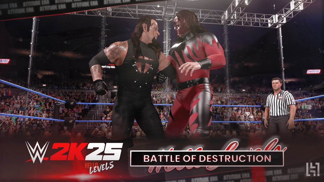 WWE 2K25 Battle Of Destruction - Undertaker vs Kane - Attitude Era - Hell In A Cell Match Gameplay