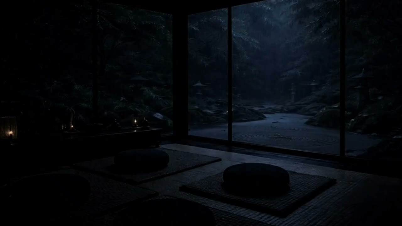 You Will Sleep in Minutes 🌧️ Yūgen Rain Temple | Dark Zen Garden Rain Sounds for Deep Sleep