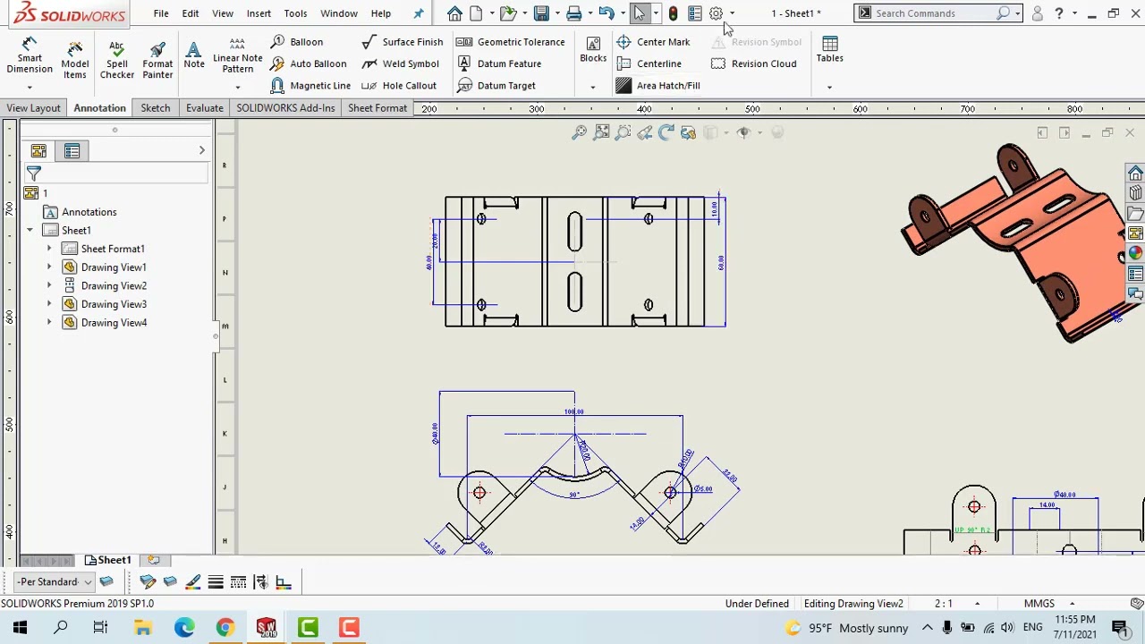 Bài 2 Hướng dẫn xuất bản vẽ trãi phẳng kim loại tấm Drawing  Sheet Metal Solidworks