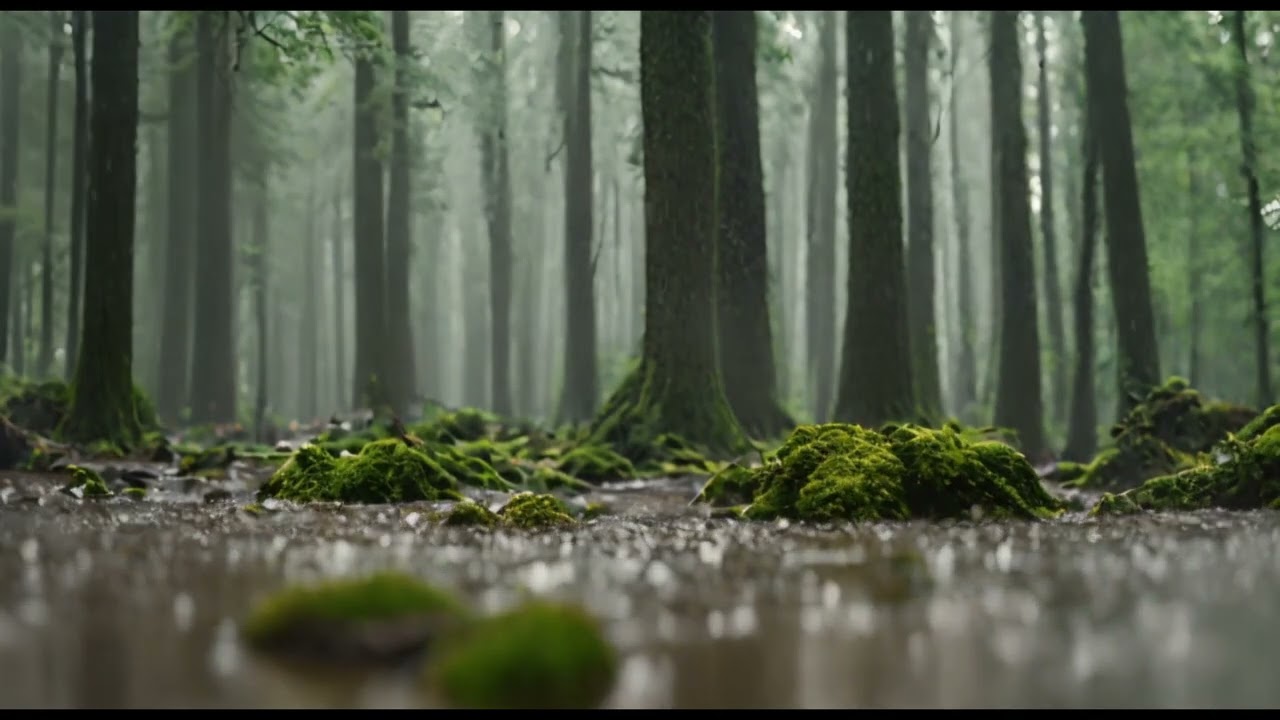 Relaxing gentle rain in the forest | Gentle Forest Rain: Serenity Shower | Fall asleep with rain 8H