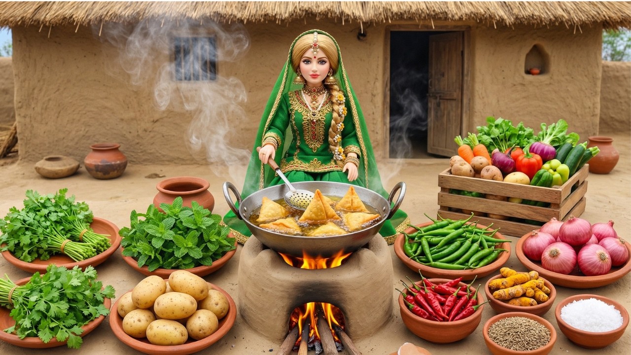 Miniature Doll Samosa Cooking ASMR | Pakistan Village Doll Ki Stories