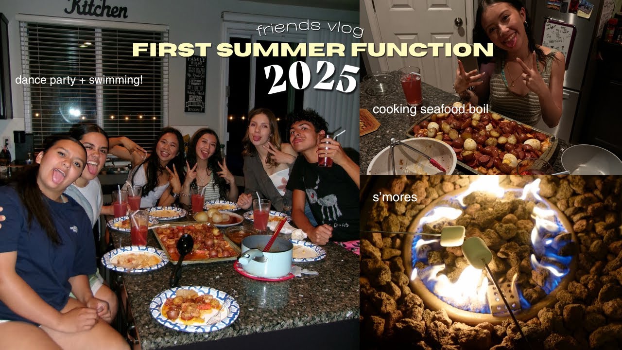 friends vlog: SUMMER FUNCTION VLOG☀️|| friends, cooking, smores, dance party!