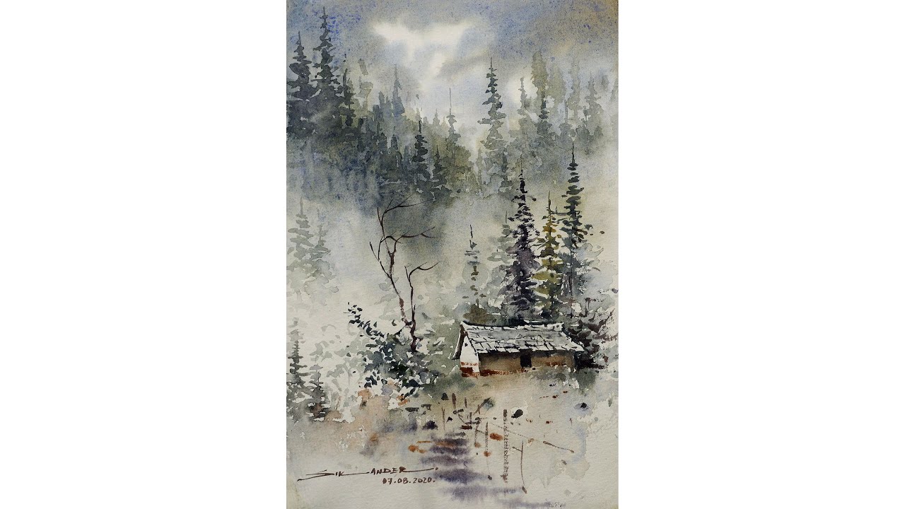 How to paint watercolour landscape painting