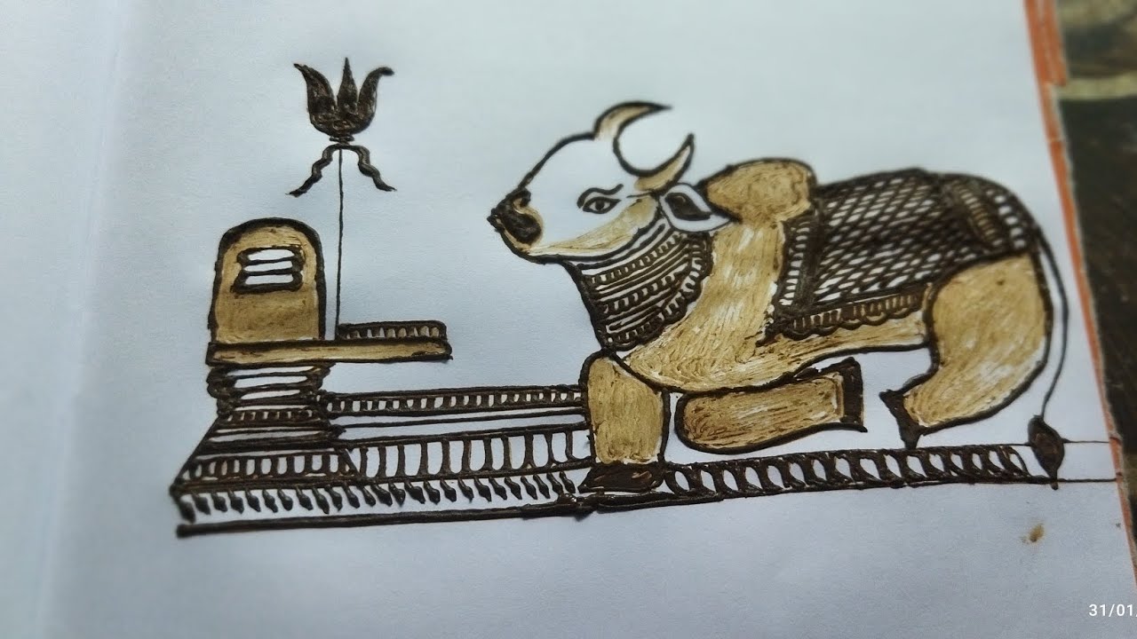 S.  Likhkar ke Nandi banana sikhe//bilkul iji step Nandi with shivling mehandi design
