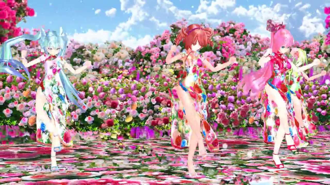 MMD Tda Miku Luka Gumi Teto マイルームディスコナイト Rose Garden