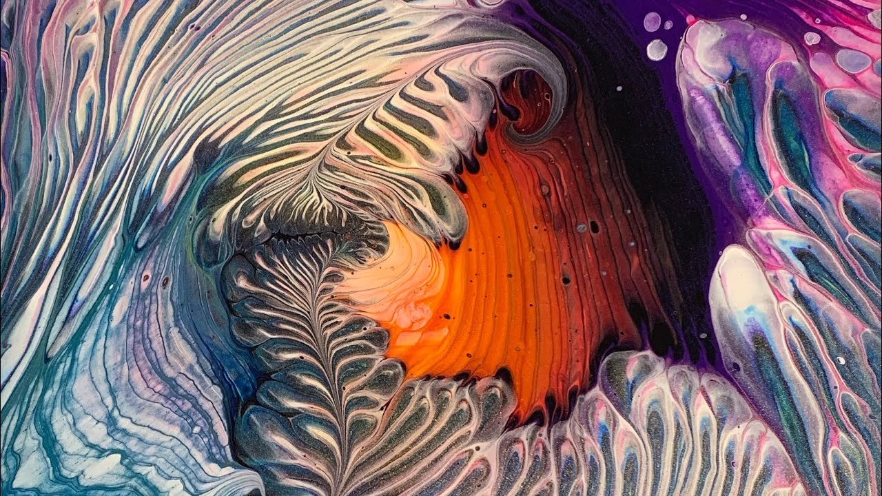 #255-“ Sierra” Sunset Straight Cloud Pour in Fluid Art