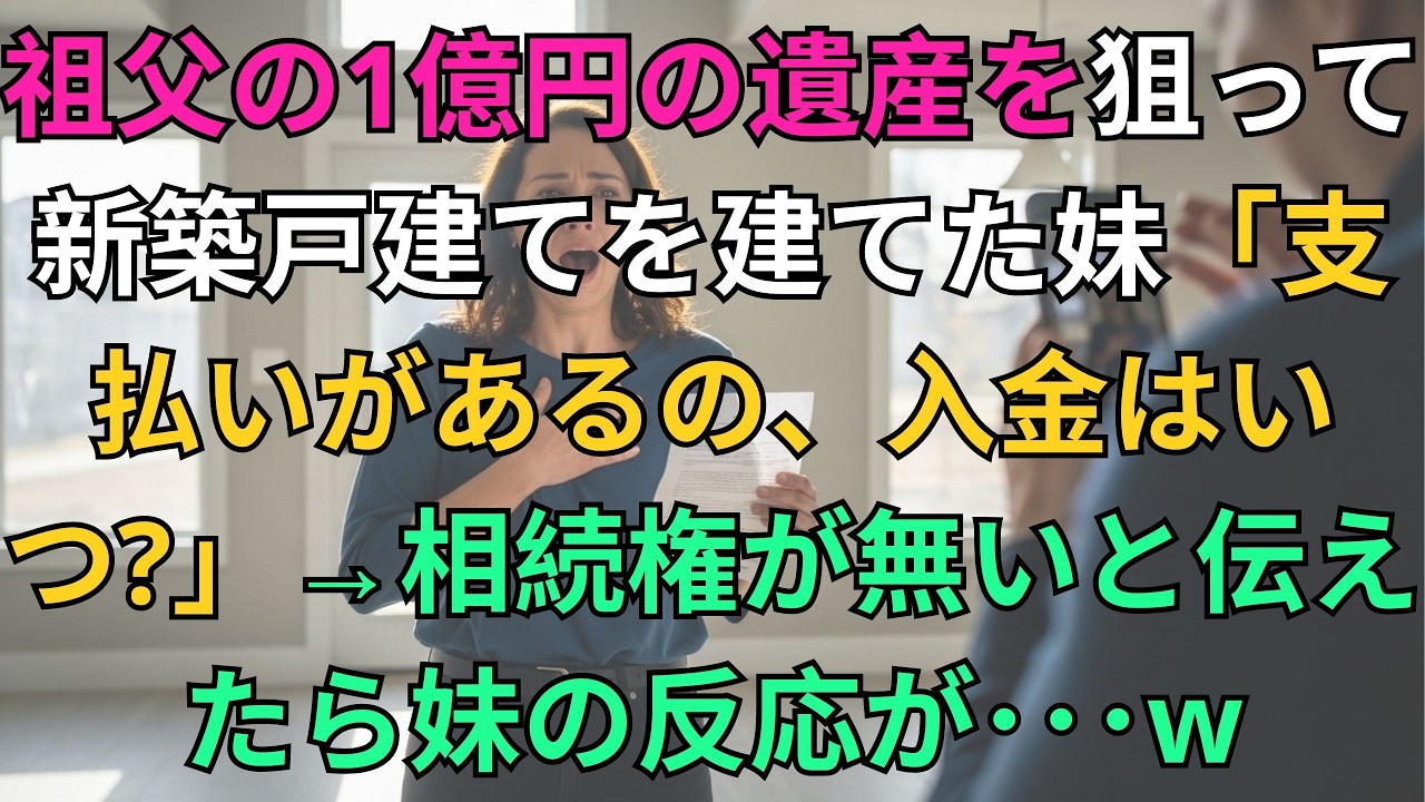 【子猫する話】祖父の1億円の遺産を狙って新築戸建てを建てた妹「支払いがあるの、入金はいつ？」→相続権が無いと伝えた時の妹が…ｗ【修羅場】