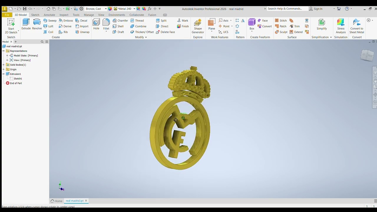 Real Madrid Crest in 3D | AutoCAD Inventor Modeling
