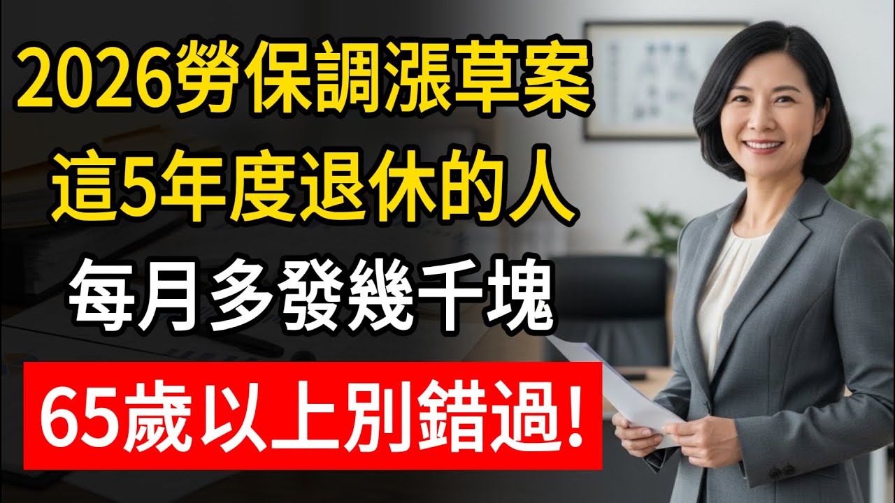 2026勞保調漲草案，“這5年度”退休的人，每月多發幾千塊，65歲以上別錯過！ #中老年 #退休金 #補助金 #勞保 #年金
