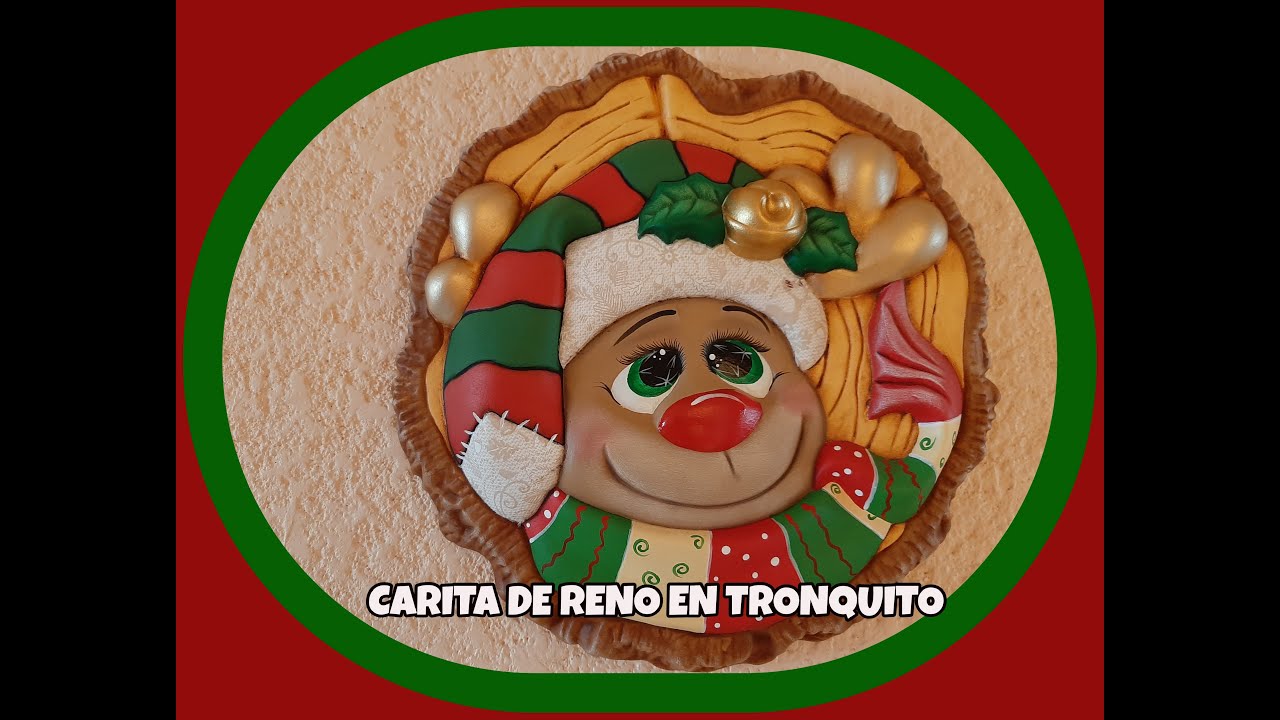 PINTA CERÁMICA: CARITA DE RENO EN TRONQUITO|TÉCNICAS MIXTAS Y DECOUPAGE
