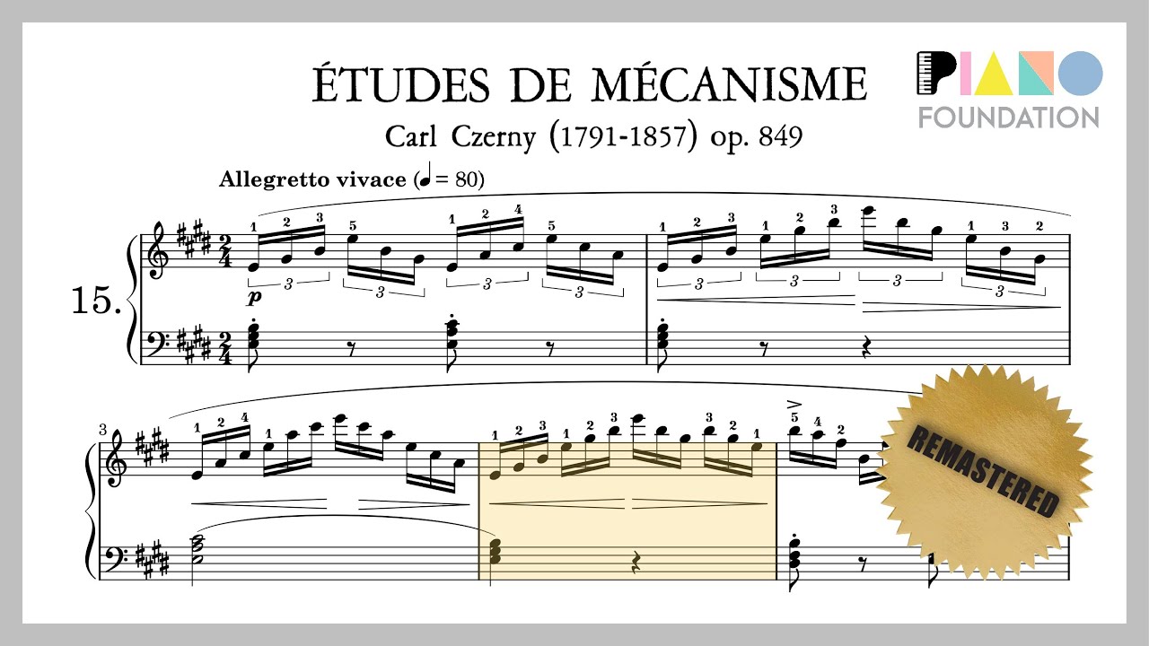 Pretty sweet etude for arpeggios (Czerny Op. 849 No. 15 at tempo - Remastered)