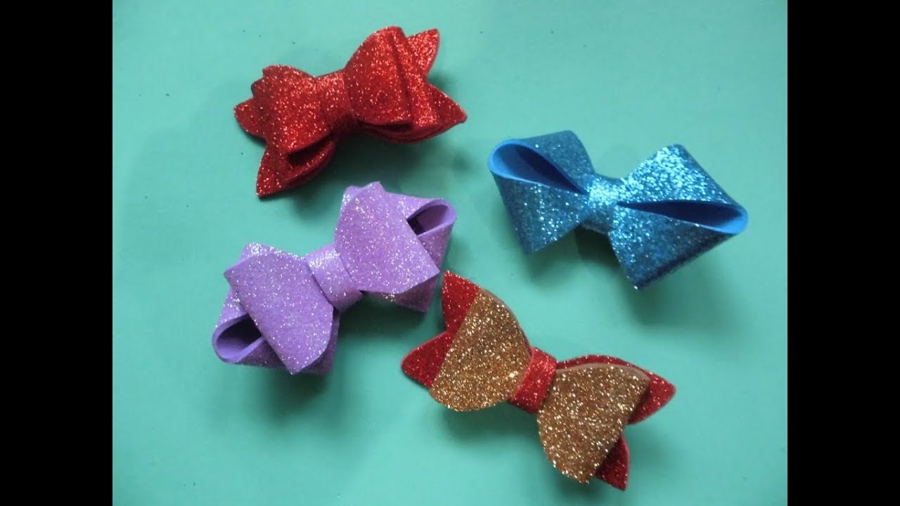 МК  Бантики из глиттерного фоамирана 4 варианта\MK Bantiki trace glitternogo foamirana 4 varianta
