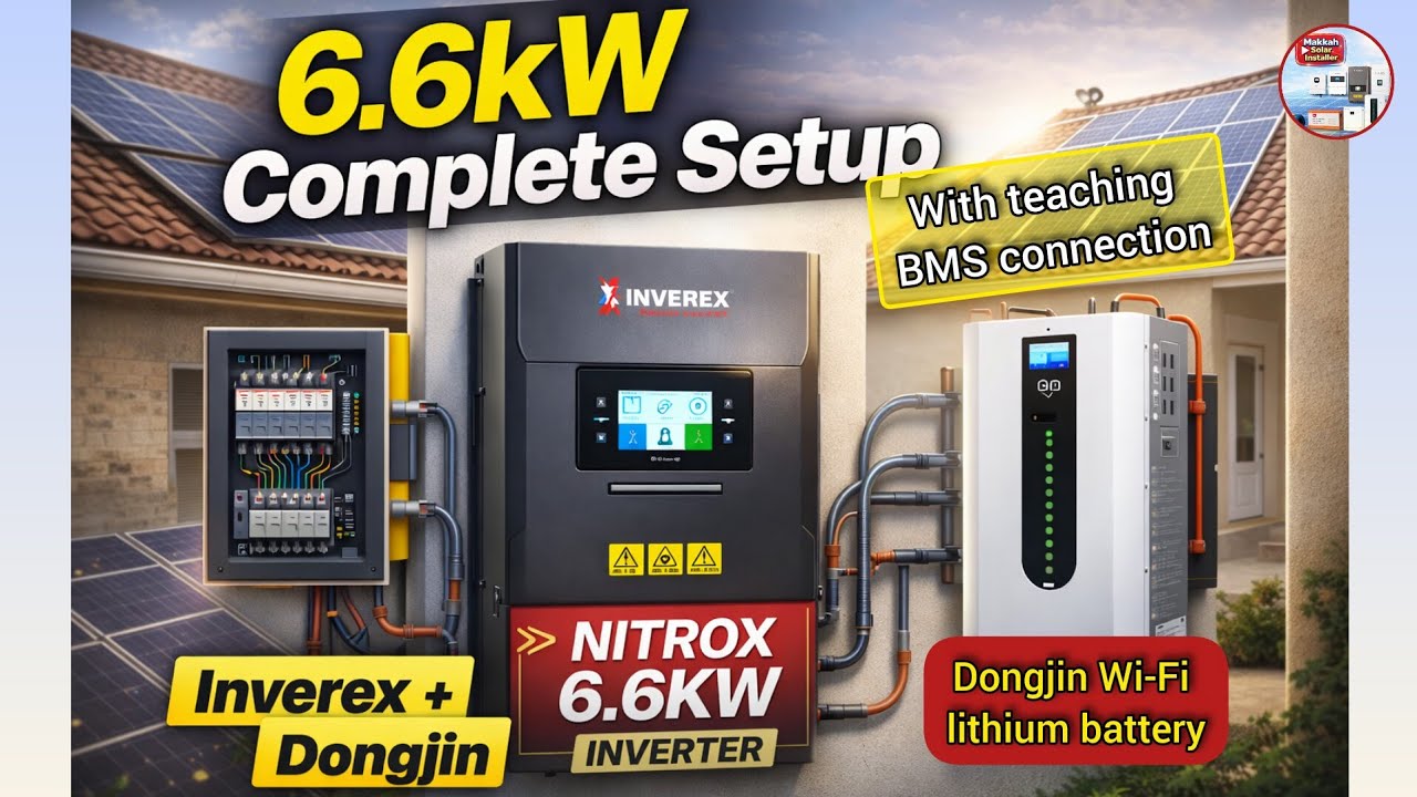 Complete Installation 🔧 Inverex Nitrox 6.6kW with Dongjin wifi Lithium Battery 5kW | 