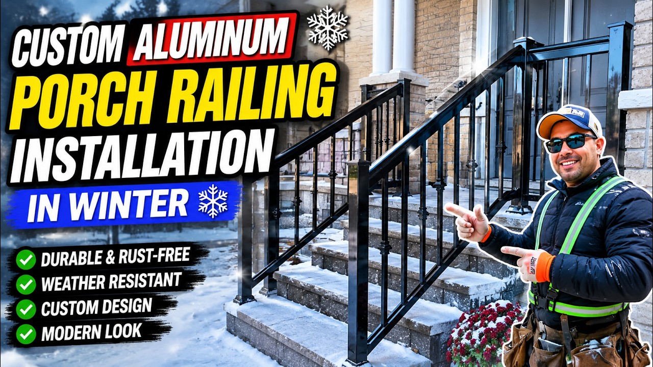 Installing Black Railings in Winter Snow ❄️ | Step-by-Step Guide  #home #decking #railing
