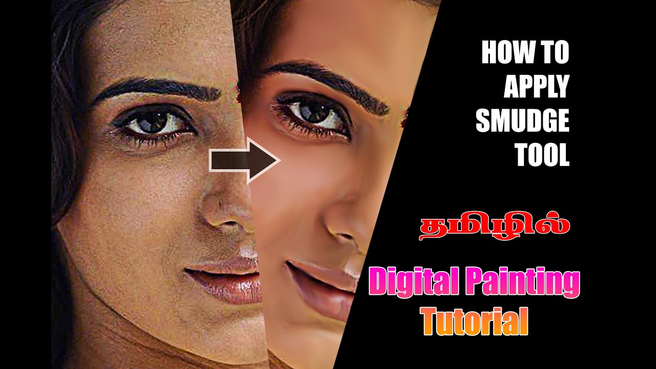 Digital painting tutorial | how to apply smudge tool Explain in Tamil