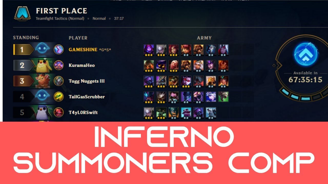 TFT - INFERNO SUMMONERS TEAM COMP - GUARANTEED FIRST PLACE