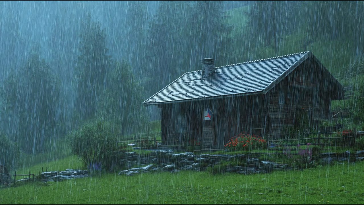 Rain Sound in Forest Tin Roof⛈️ Heavy Rain & Thunder Sounds for Fall Asleep in 3 Minutes at Night